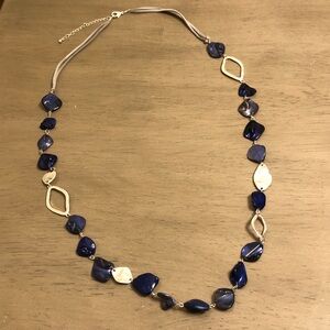 Vintage Blue and Silver Tone Sweater Necklace